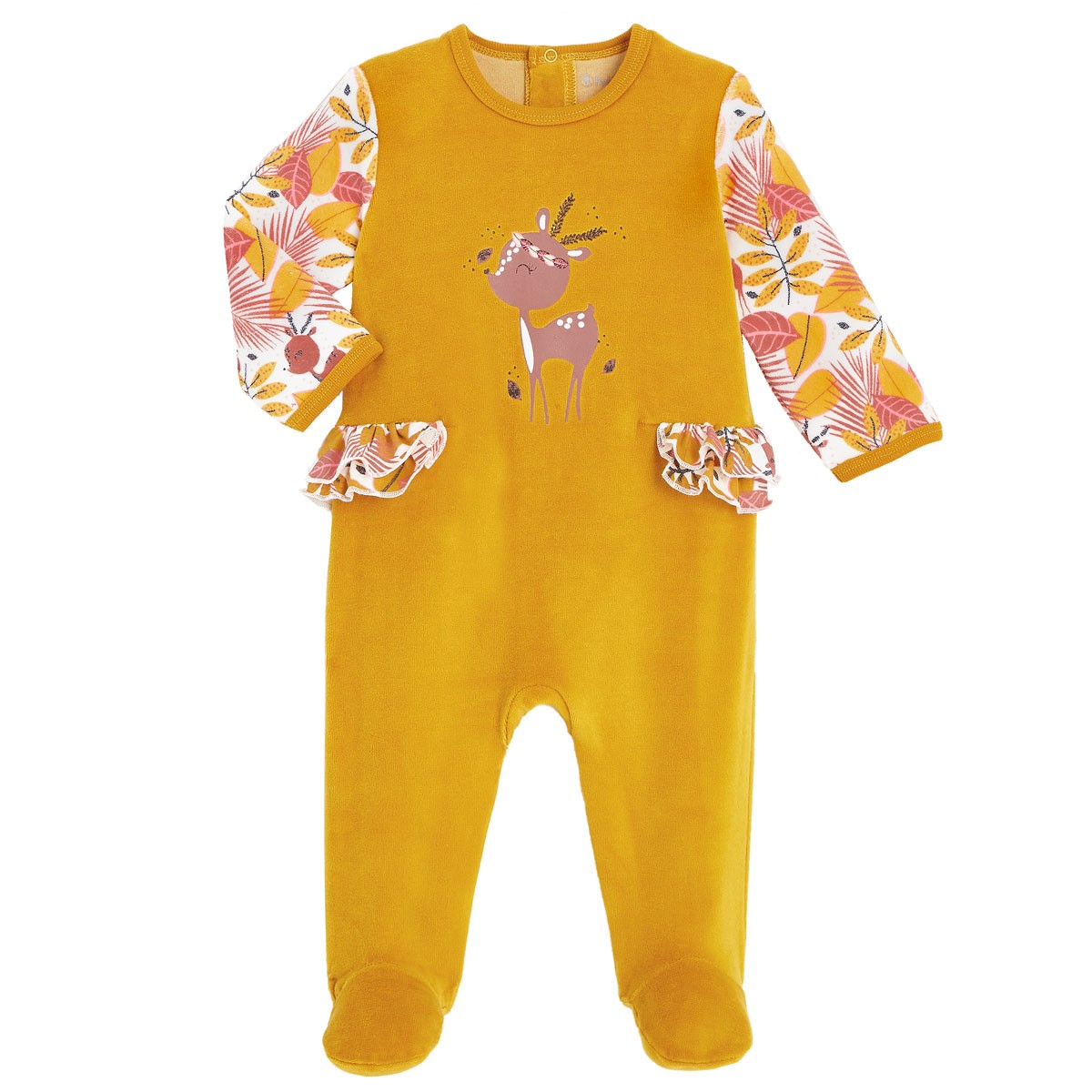 Pyjama bébé en velours contenant du coton bio Papaye