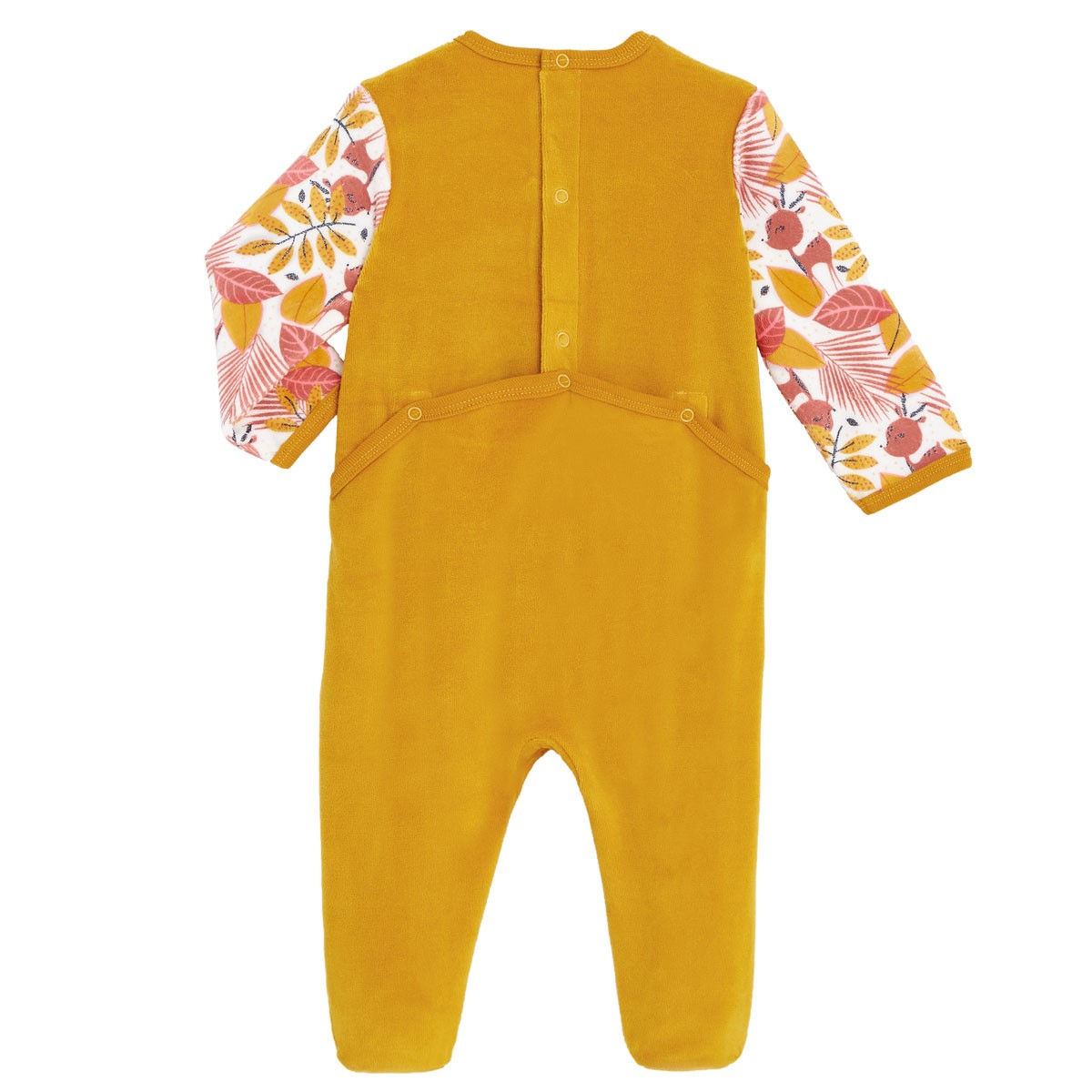 Pyjama bébé en velours contenant du coton bio Papaye dos