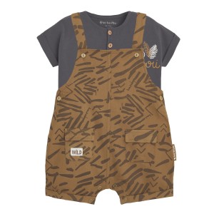 Salopette bébé garçon et t-shirt contenant du coton bio Wild Safari