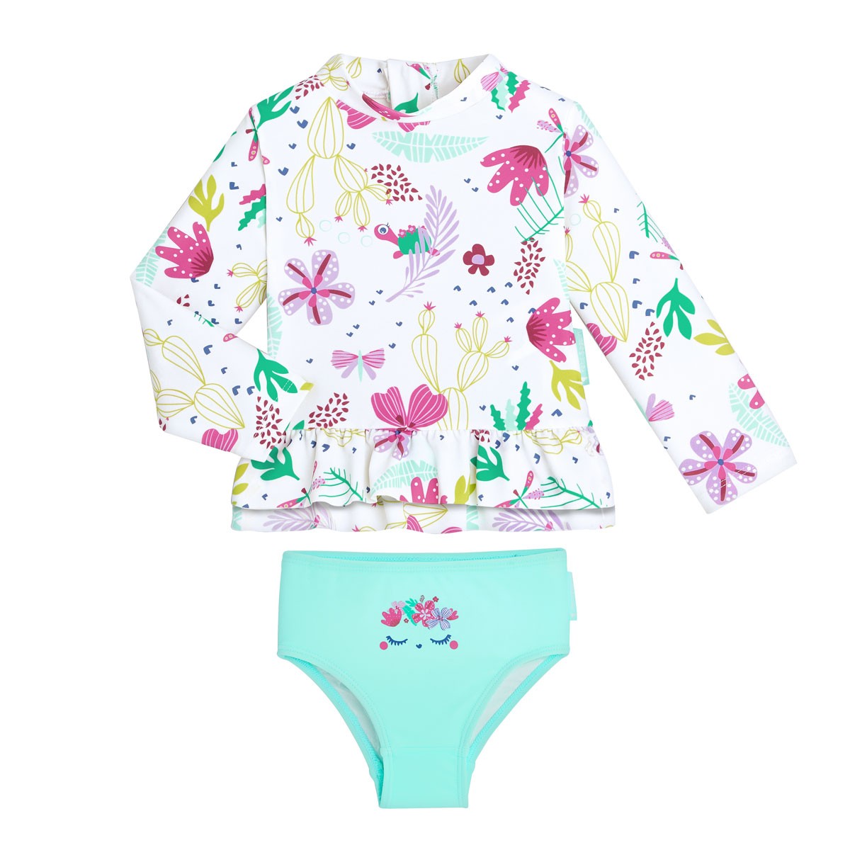 Maillot de bain ANTI-UV fille 2 pièces t-shirt & culotte Tropic Coco