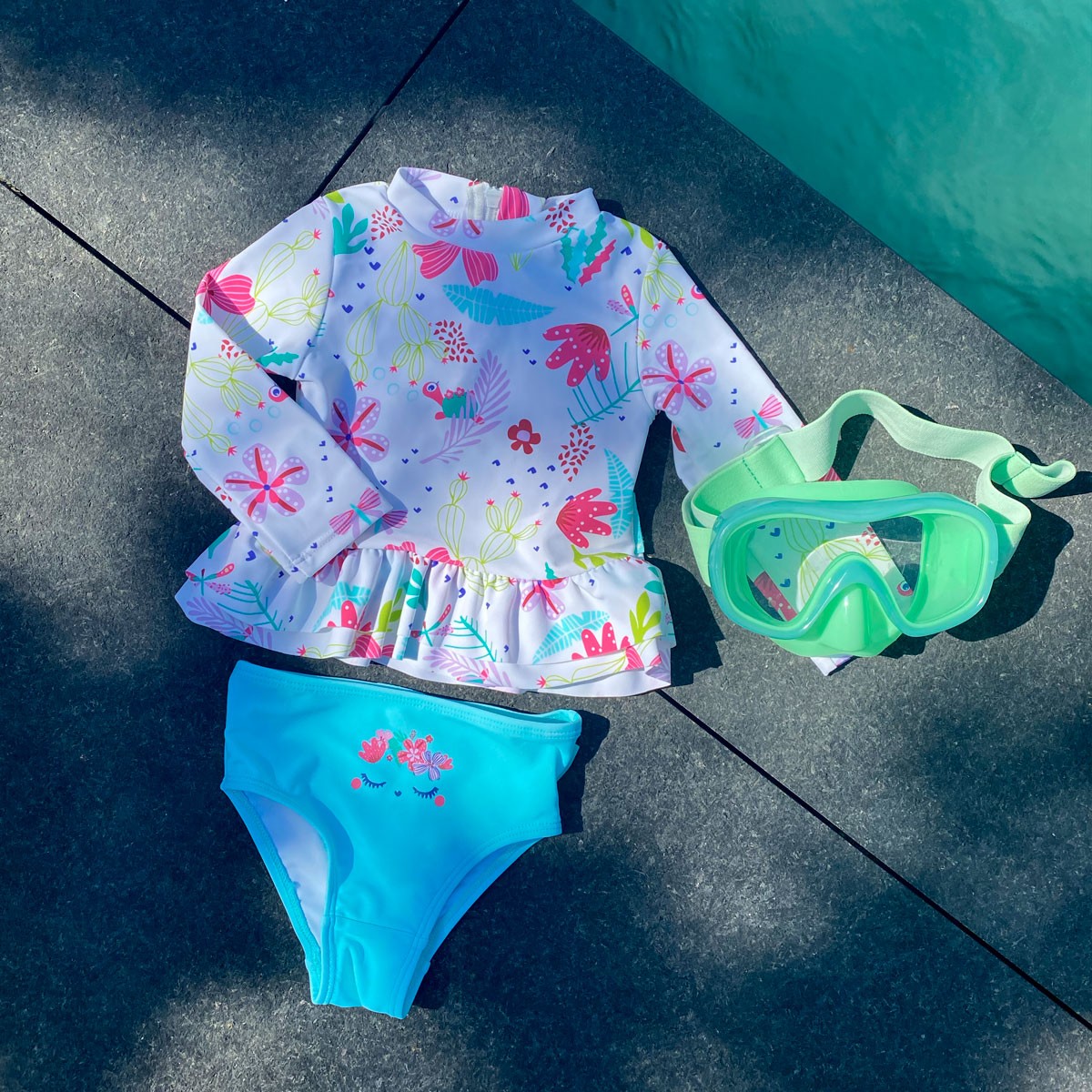Maillot de bain ANTI-UV fille 2 pièces t-shirt & culotte Tropic Coco insta