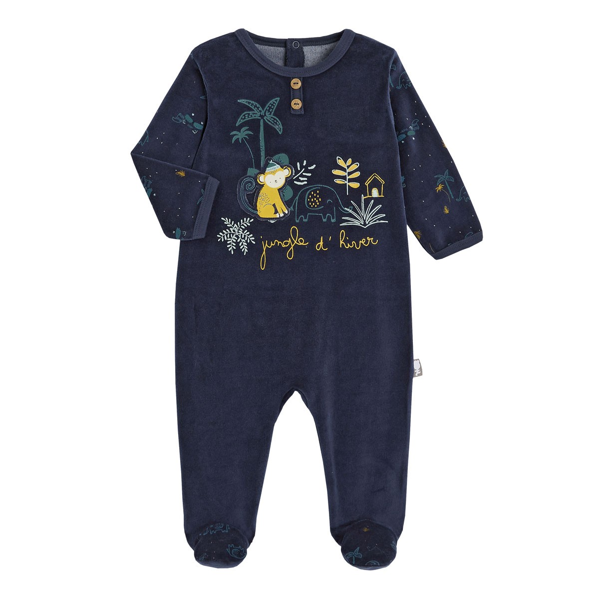 Pyjama bébé velours Jungle d'Hiver