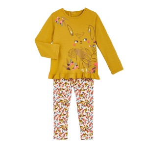 EULLA Pyjama long en coton pour fille Manches longues 2 pièces Ensemble de pyjama pour enfant