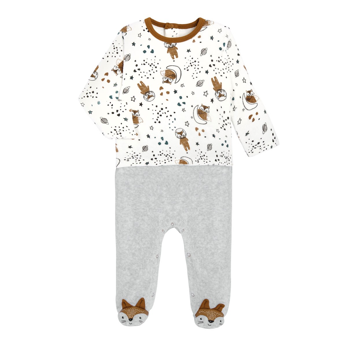 Pyjama bébé en velours contenant du coton bio Galaxie