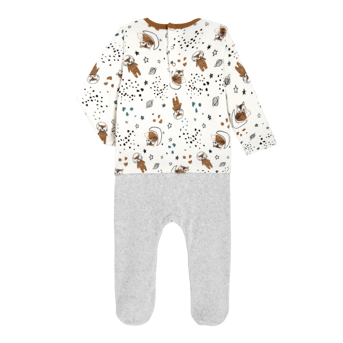 Pyjama bébé en velours contenant du coton bio Galaxie dos
