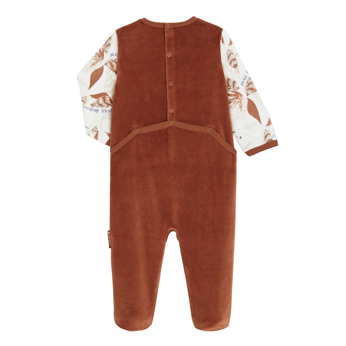 Pyjama bébé en velours contenant du coton bio Monbassa dos