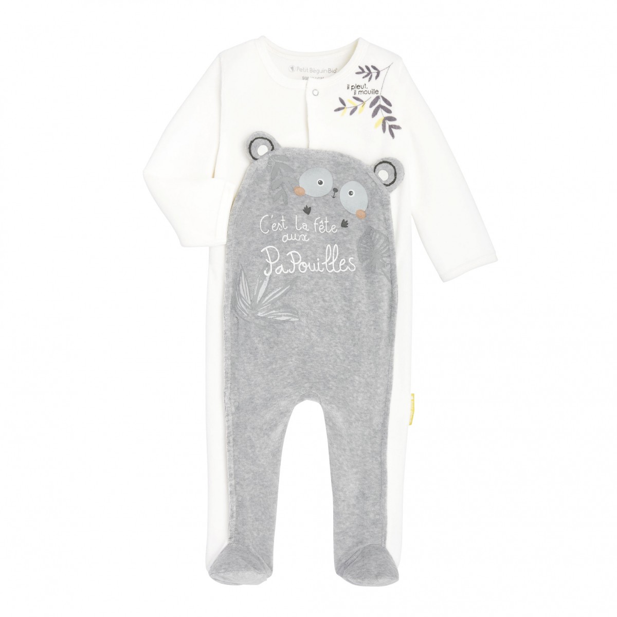 Pyjama bébé garçon en velours contenant du coton bio Papouille