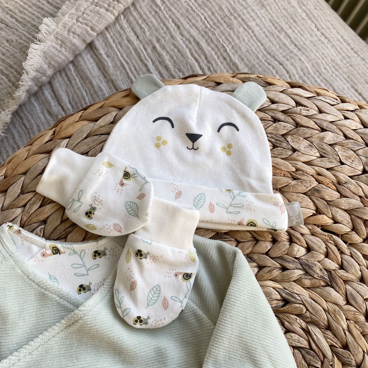 Bonnet + moufles anti-griffures bébé mixte Little Scout insta
