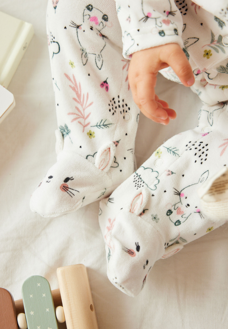 Pyjama bébé en velours Happy Bunny - PETIT BEGUIN