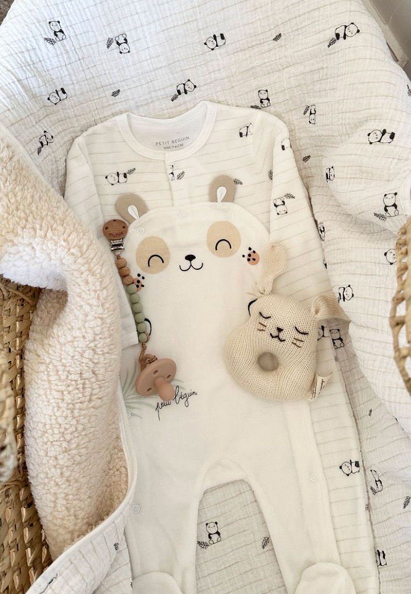 Pyjama bébé mixte en velours ouverture pont Mini Panda