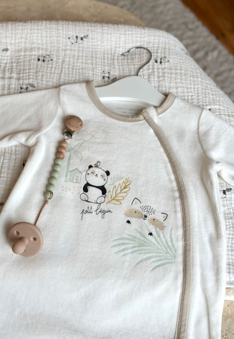 Pyjama bébé mixte en velours ouverture zippée Mini Panda