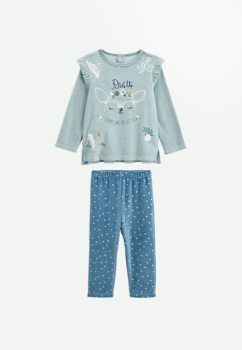 Pyjama bébé 2 pièces en velours Bichette