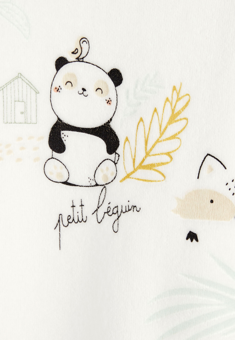 Pyjama bébé en velours ouverture zippée Mini Panda