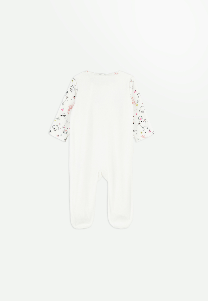 Pyjama bébé en velours ouverture zippée Happy Bunny dos