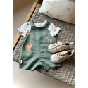 Ensemble salopette bébé en lin et t-shirt Savane Family