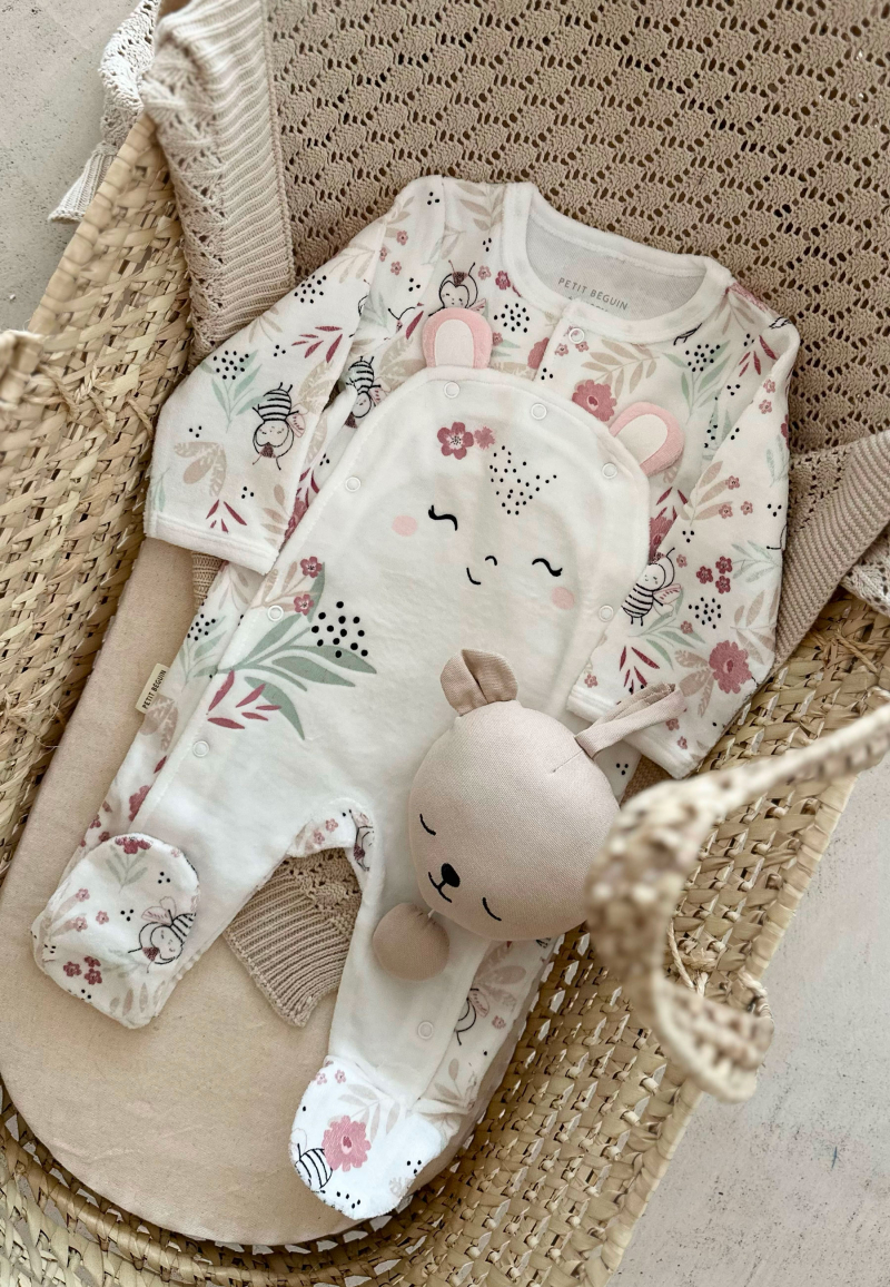 Pyjama bébé en velours ouverture pont Mya