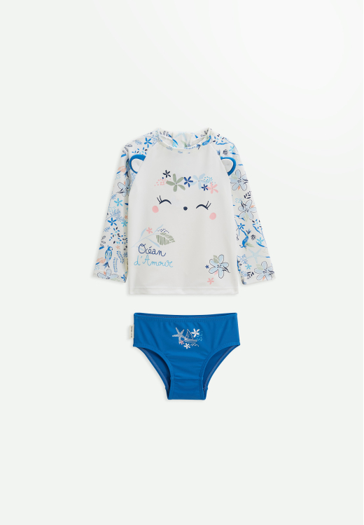 Maillot de bain bébé 2 pièces t-shirt de protection UV & culotte Océan d'amour