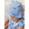 Combishort bébé + chapeau en gaze de coton bleue Bella Chica