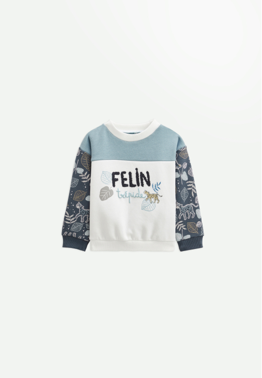 Sweat-shirt bébé en molleton Félintrépide