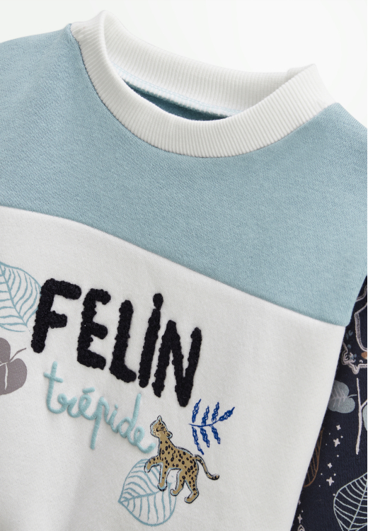 Sweat-shirt bébé en molleton Félintrépide