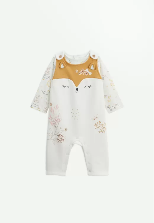 Ensemble bébé salopette en molleton et t-shirt Emilie