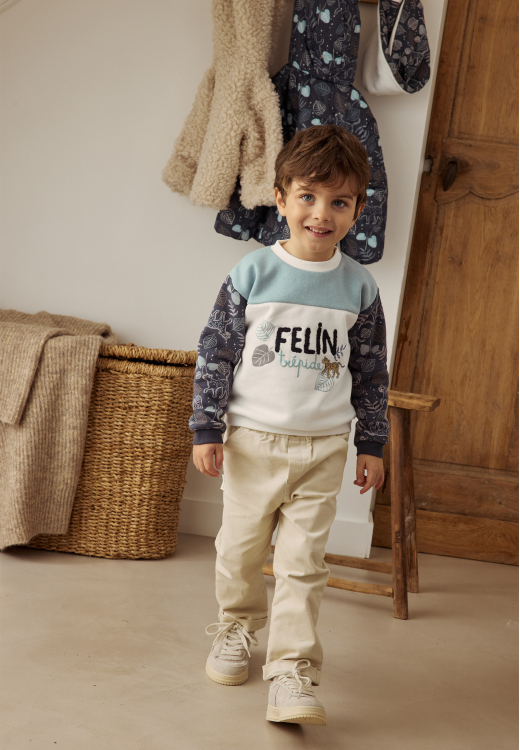 Sweat-shirt bébé en molleton Félintrépide