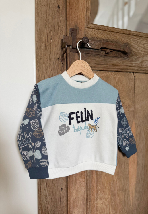 Sweat-shirt bébé en molleton Félintrépide