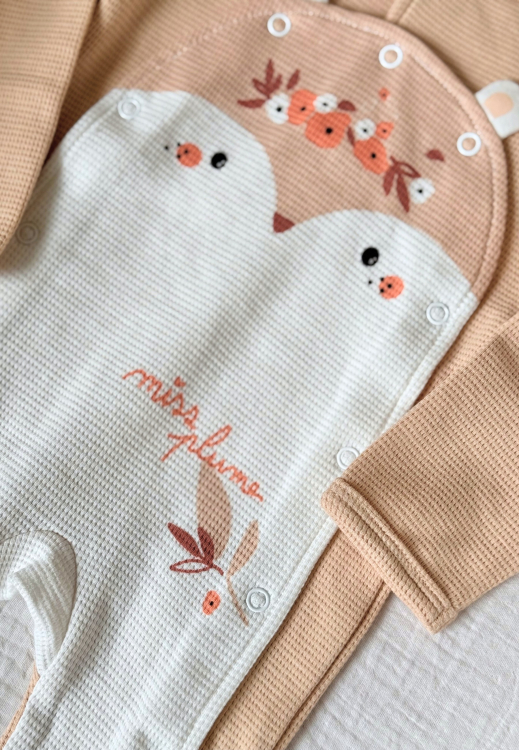 Pyjama bébé en nid d'abeille ouverture pont Miss Plume