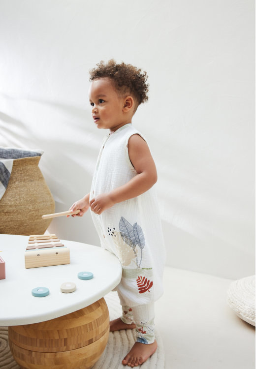 Turbulette d'été en gaze de coton avec pieds retroussables Sian