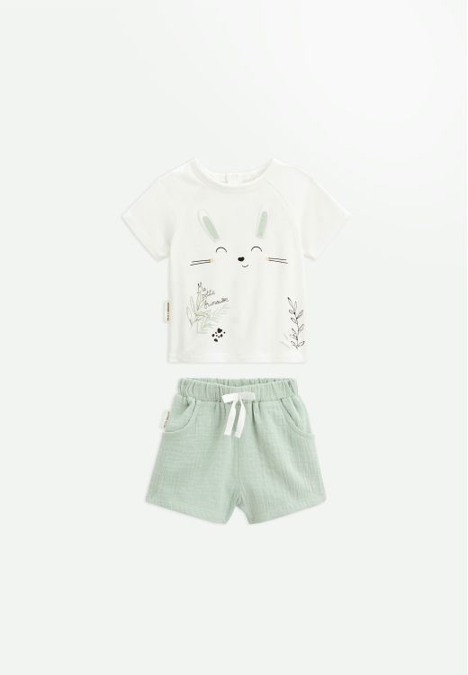Ensemble bébé t-shirt et short en gaze de coton Frimousse