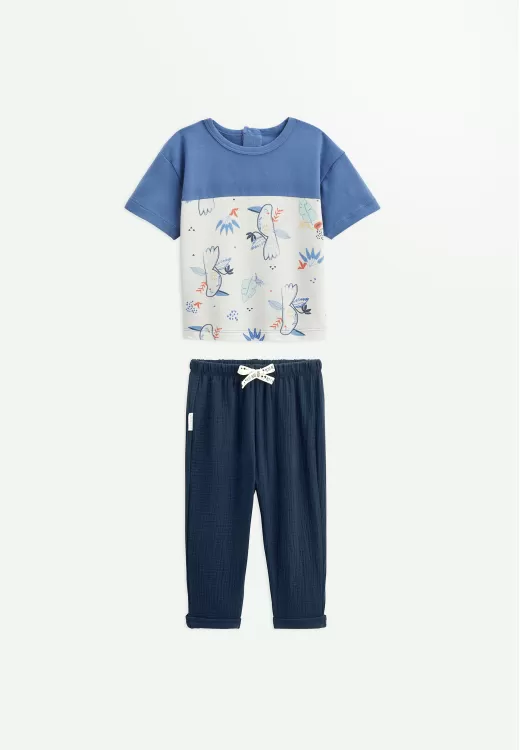 Ensemble enfant t-shirt et pantalon en gaze de coton Mexico
