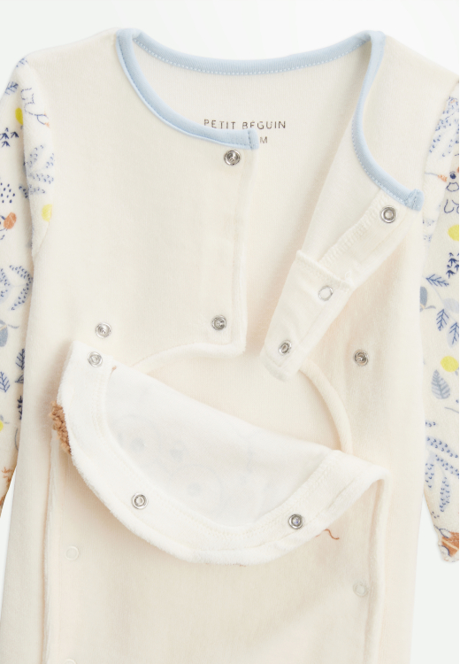 Pyjama bébé en velours ouverture pont Zeste d'amour