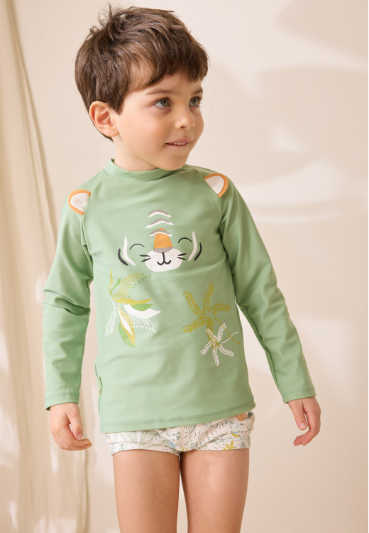 Maillot de bain bébé 2 pièces t-shirt de protection UV & boxer avec chapeau Kanha