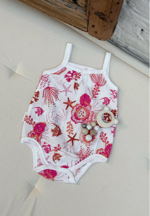 Lot de 2 bodies bébé en gaze de coton Bahamas