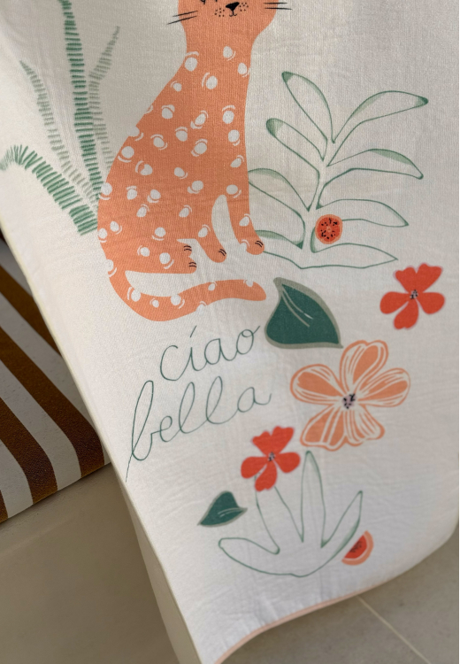 Serviette de bain bébé + pochette Fleur