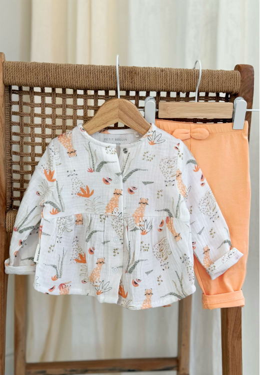 Ensemble bébé blouse en gaze de coton et legging Sierra