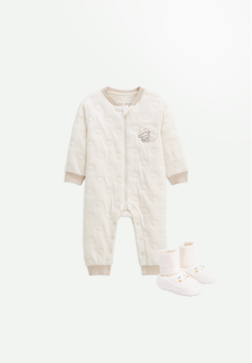 Combinaison bébé en molleton et chaussons Câlins