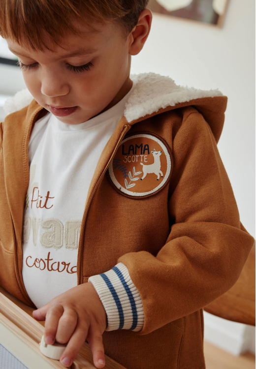 Sweat-shirt à capuche bébé en molleton Lamascotte