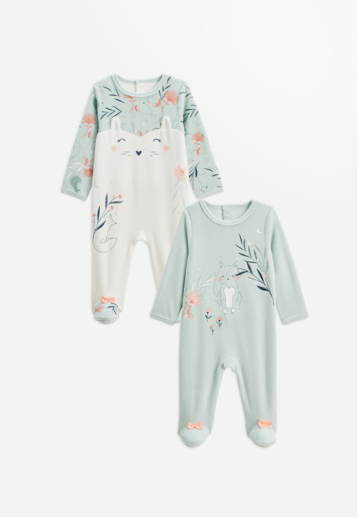 Lot de 2 pyjamas bébé en velours Dina