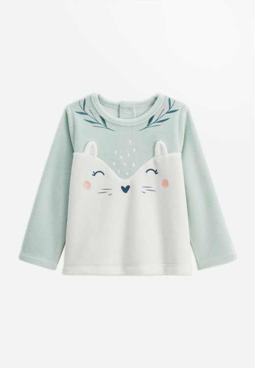 Pyjama enfant 2 pièces en velours à pieds retroussables Dina