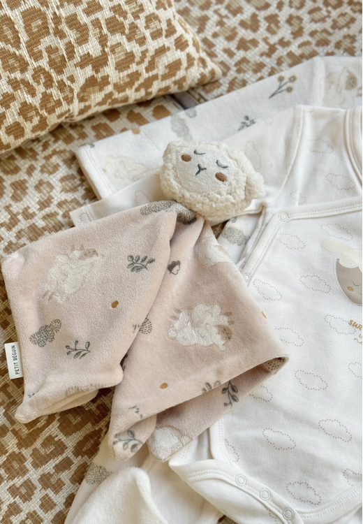 Kit naissance 3 pièces pyjama, body et doudou bébé Câlins