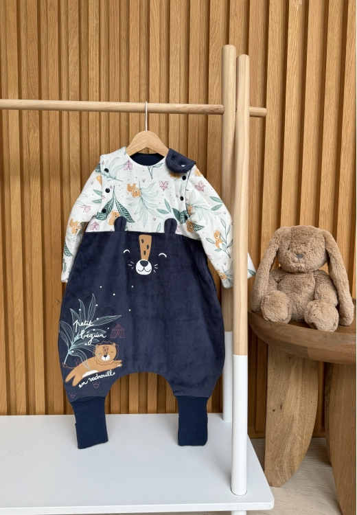 Turbulette TOG 2 en velours avec pieds retroussables et manches amovibles Charly