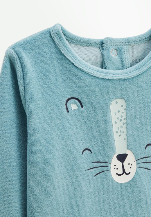 Lot de 2 pyjamas enfant 2 pièces en velours avec pieds retroussables Oscar