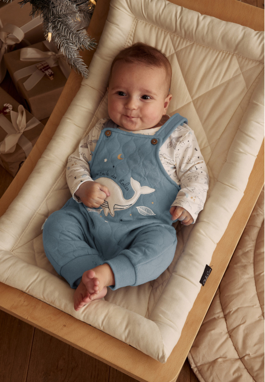 Ensemble salopette bébé en coton matelassé et t-shirt Petite Balade