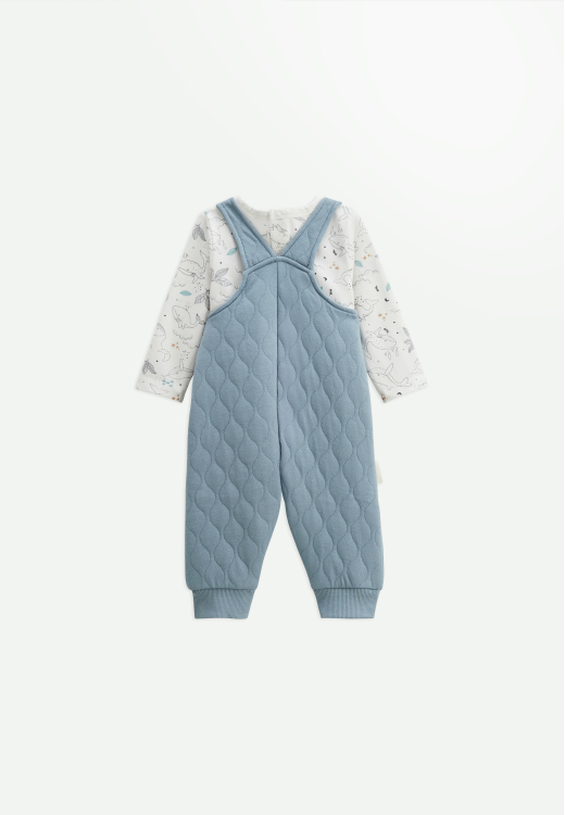 Ensemble salopette bébé en coton matelassé et t-shirt Petite Balade