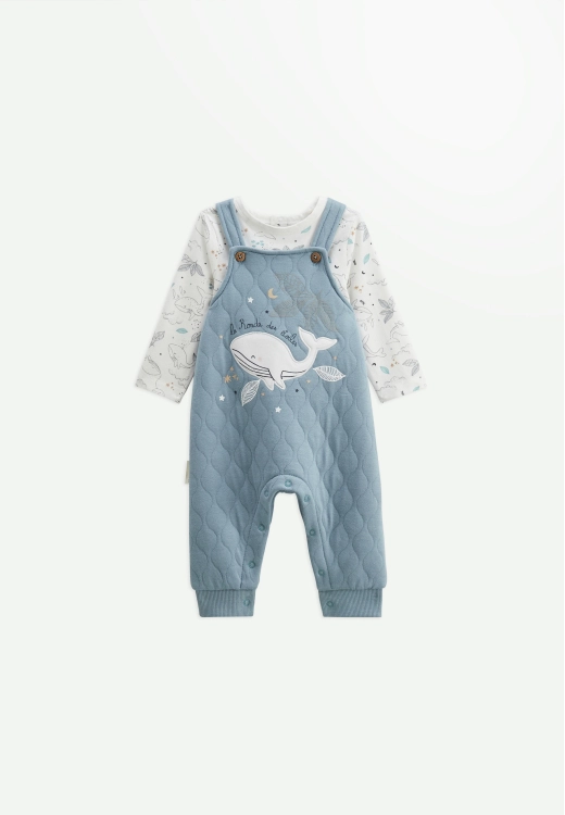 Ensemble salopette bébé en coton matelassé et t-shirt Petite Balade