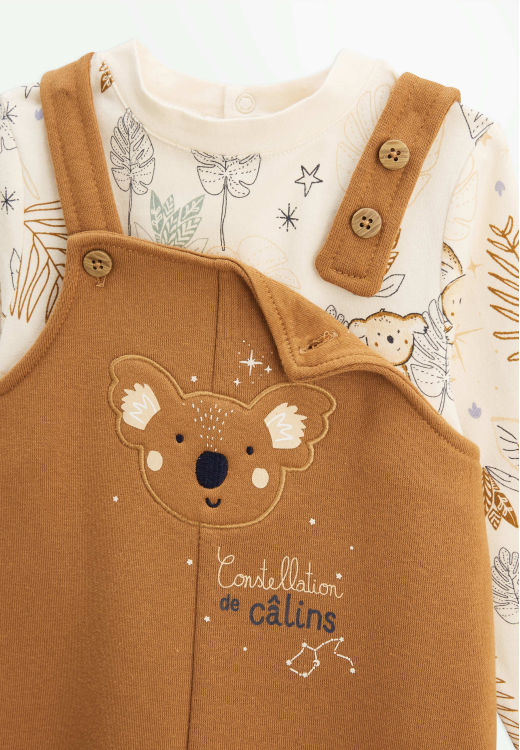 Ensemble salopette bébé en molleton et t-shirt Constellation