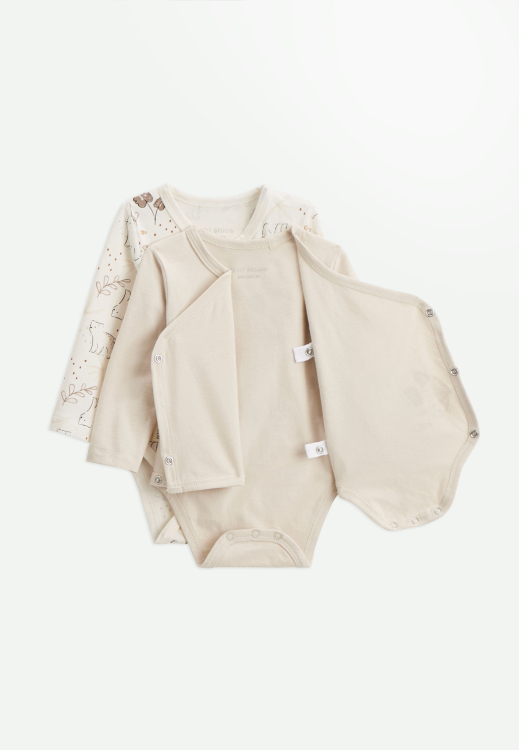 Lot de 2 bodies bébé manches longues ouverture croisée Câlins
