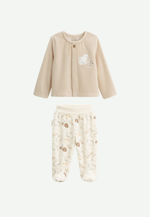 Ensemble gilet et pantalon bébé en velours Câlins