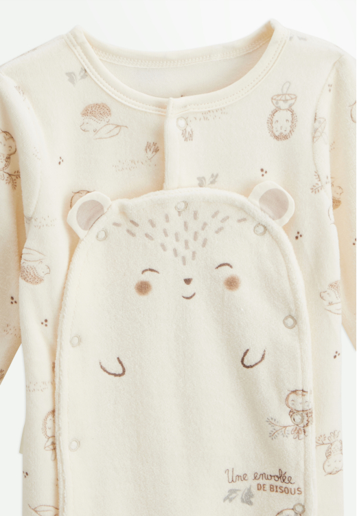 Pyjama bébé en velours ouverture pont Envolée de bisous